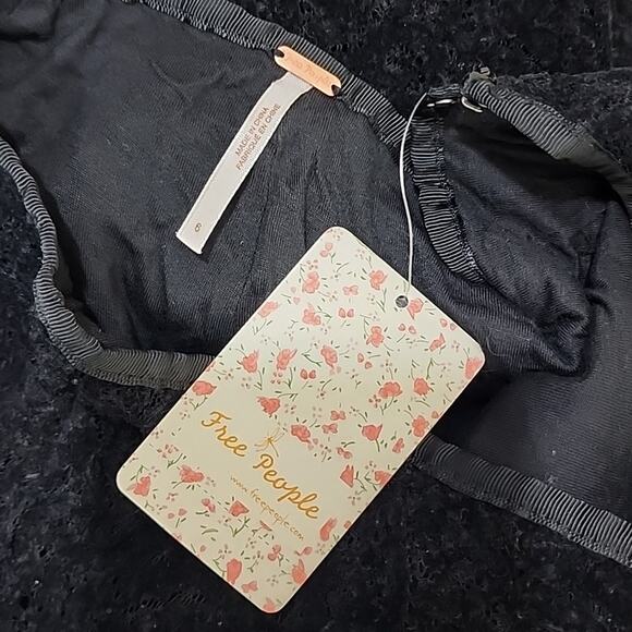 NWT Free People Black Velour Sheer Wide Leg Pants - Picture 3 of 7